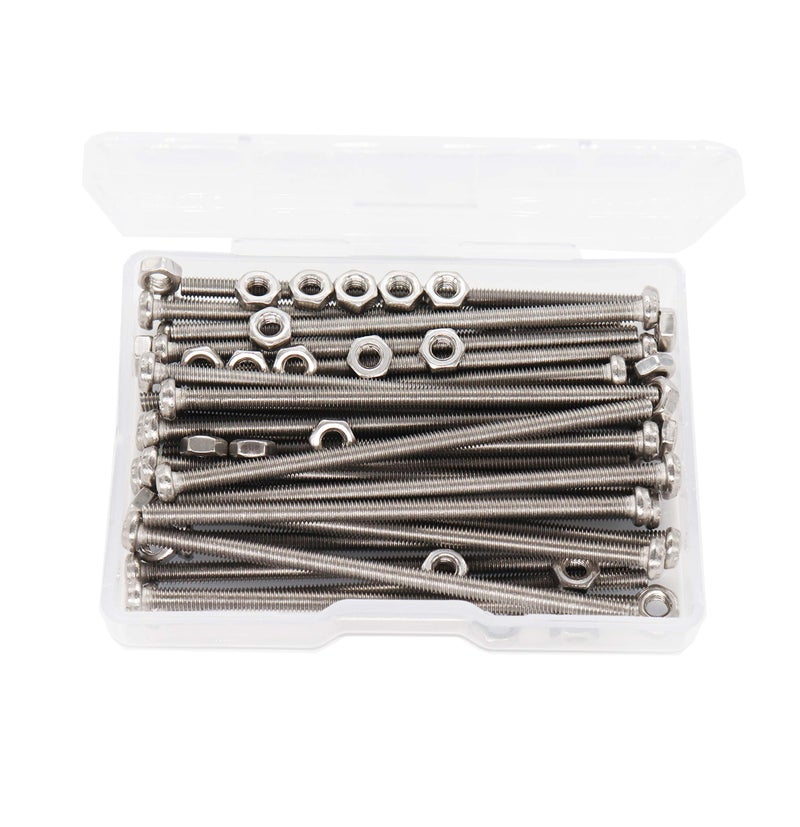 cSeao 60pcs M3 x 60mm Machine Screws Nut Assortment Kit, Phillips Pan Head, 304 Stainless Steel - Image 1